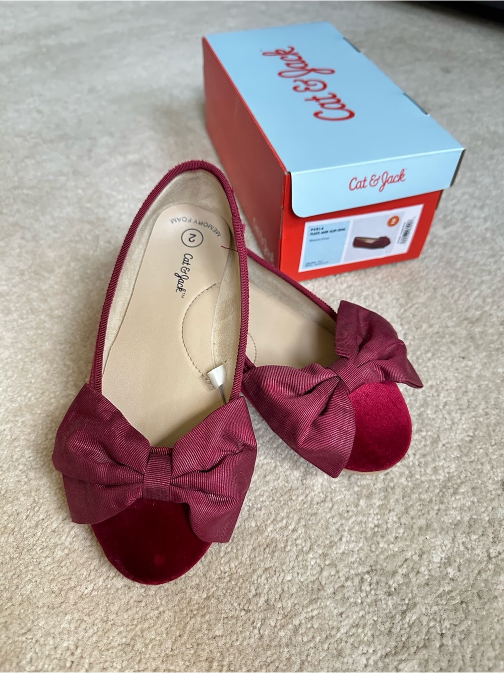 Cat & Jack Women's Wine Red Bow Ballet Flats
